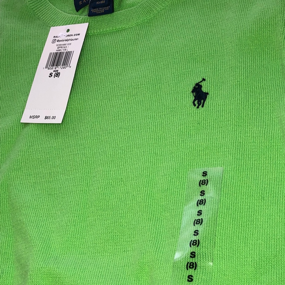 *SOLD* Polo Ralph Lauren Bright Green Small 8 NWT - Picture 8 of 8